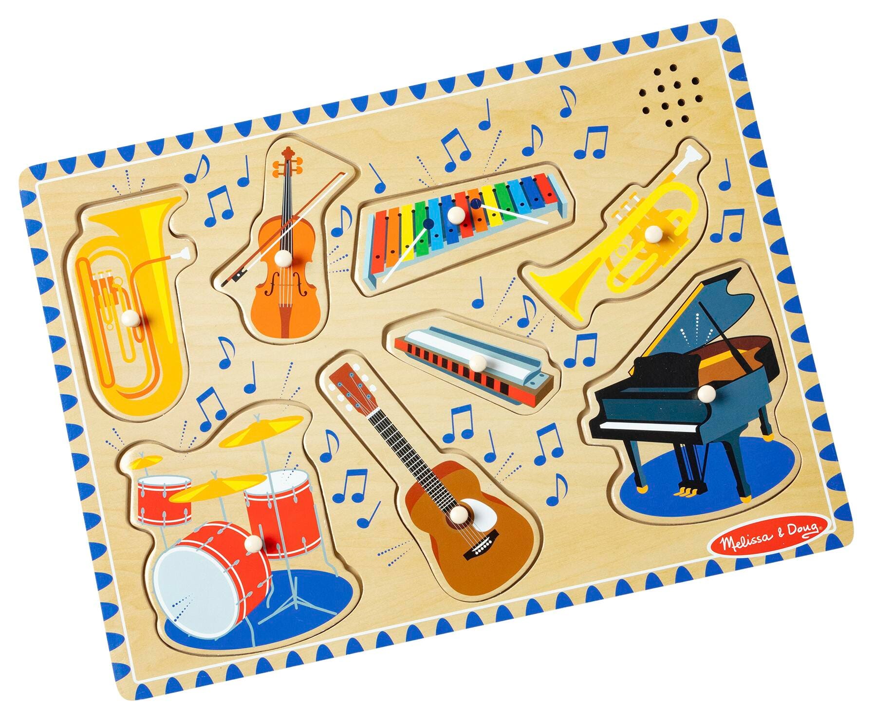 Melissa & Doug Wooden Musical Instruments Sound Puzzle, 8 Pieces with Board 1609252