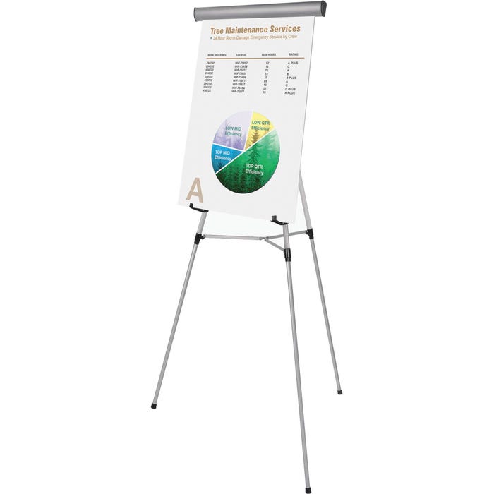 Mastervision Bi-silque 3-Leg Heavy Duty Telescoping Easel, Aluminum, 45 Pound Capacity, 69 x 28-1/2 x 34 Inches, Silver
