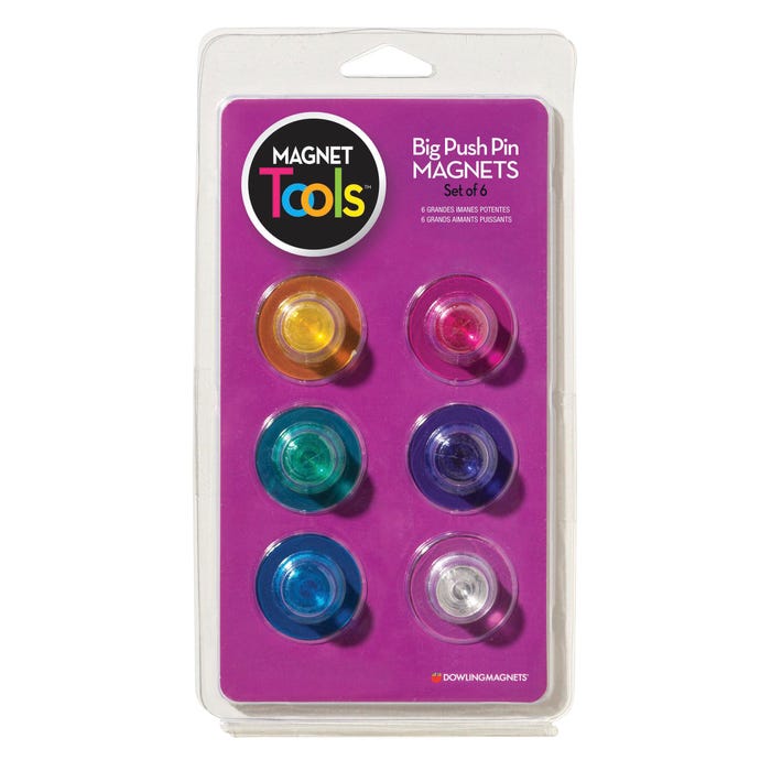Dowling Magnets Hero Magnets, Big Push Pins, Set of 6