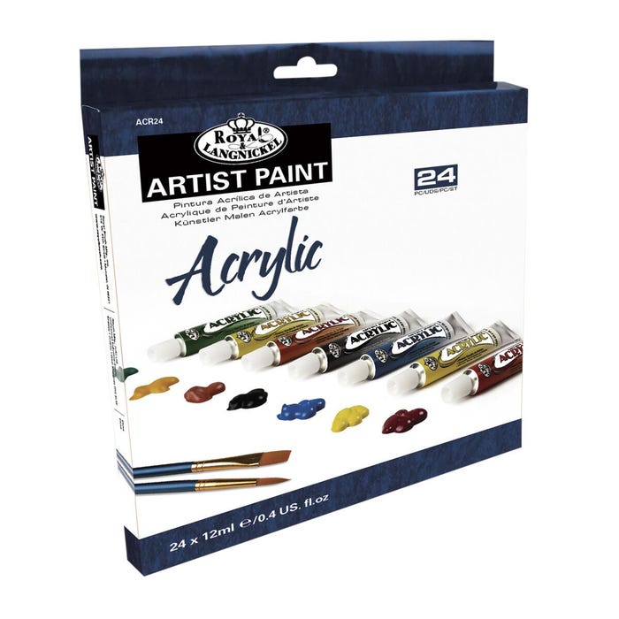 Royal Brush Essentials Acrylic Paint, 0.4 Ounce Tubes, Set of 24