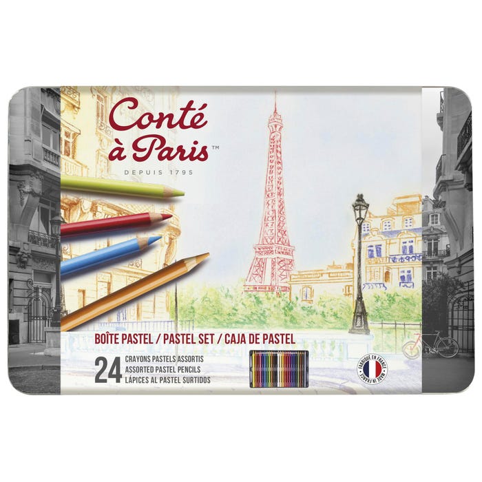 Conte Pastel Pencils, Assorted Colors, Set of 24