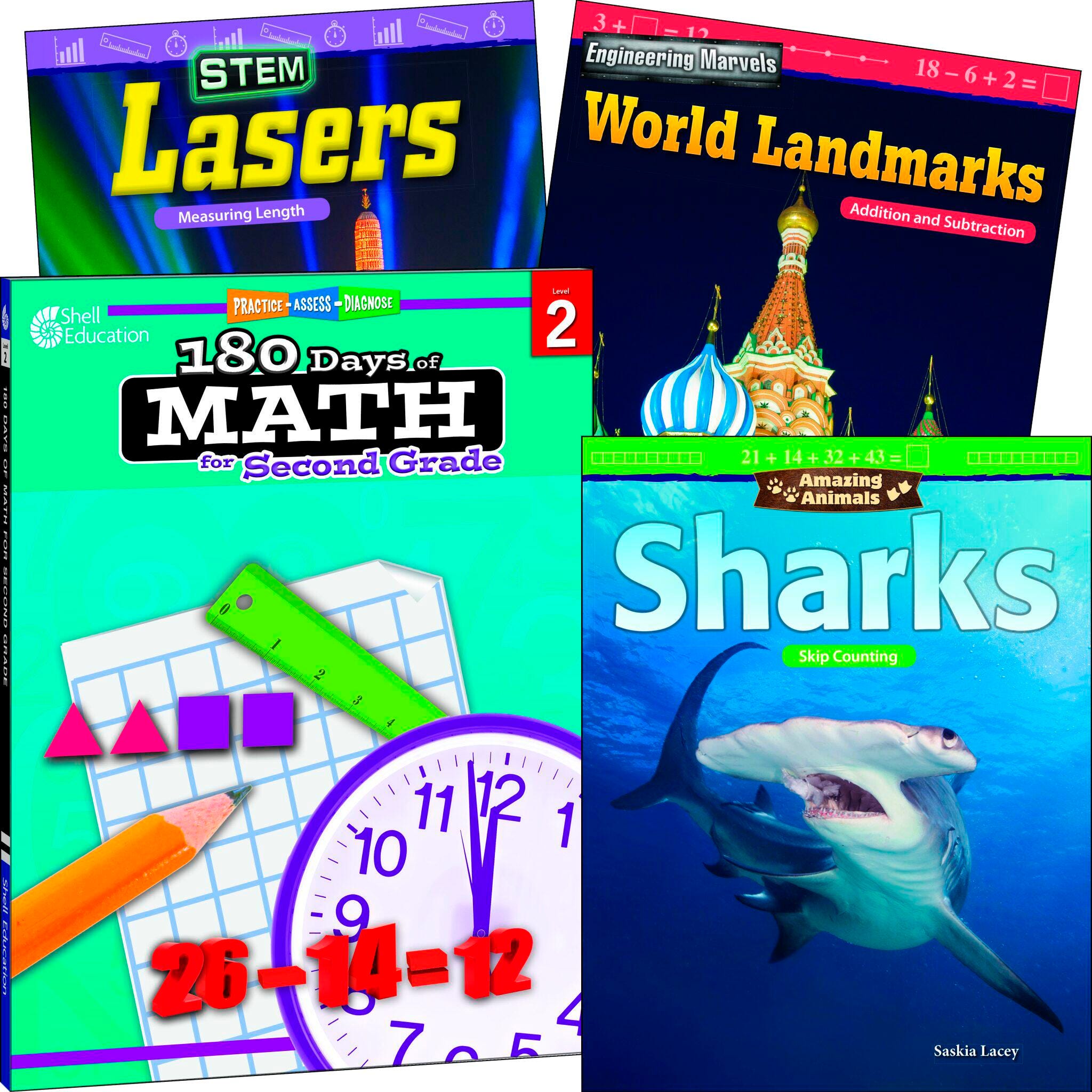 Teacher Created Materials Learn-at-Home: Explore Math Bundle Grade 2, 4-Book Set, Item Number 2092219