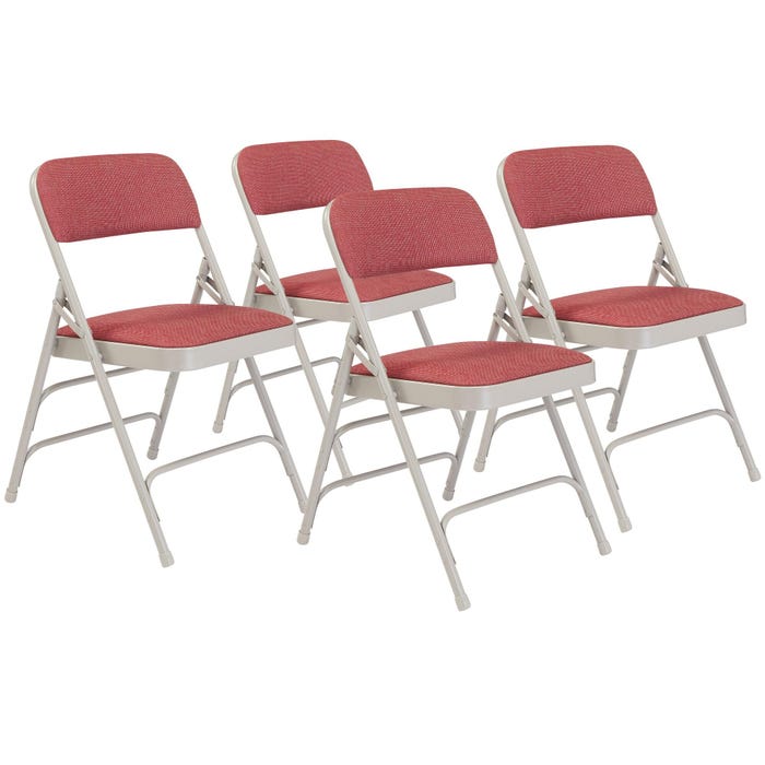 National Public Seating Premium Folding Chair, 2300 Series, 17-3/4 Inch Seat Height, Majestic Cabernet Fabric, Gray Frame, Set o