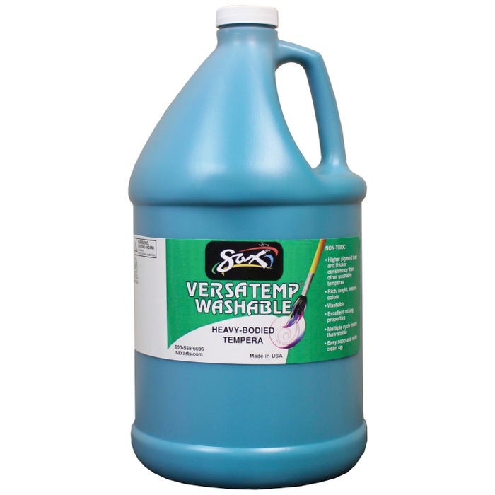 Sax Versatemp Washable Heavy-Bodied Tempera Paint, 1 Gallon, Turquoise