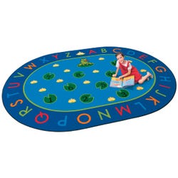 Carpets for Kids Hip Hop to the Top Rug, 6 Feet 9 Inches x 9 Feet 5 Inches, Oval, Blue, Item Number 076276