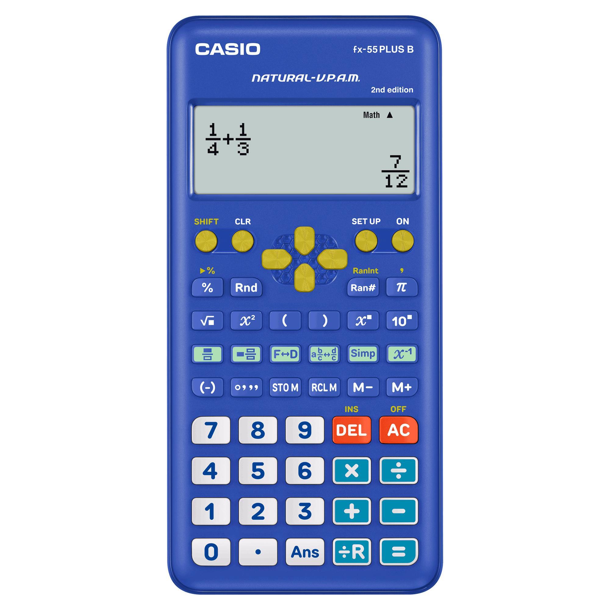 Casio Standard Scientific Calculators FX-55PLUS Fraction Calculator, Blue