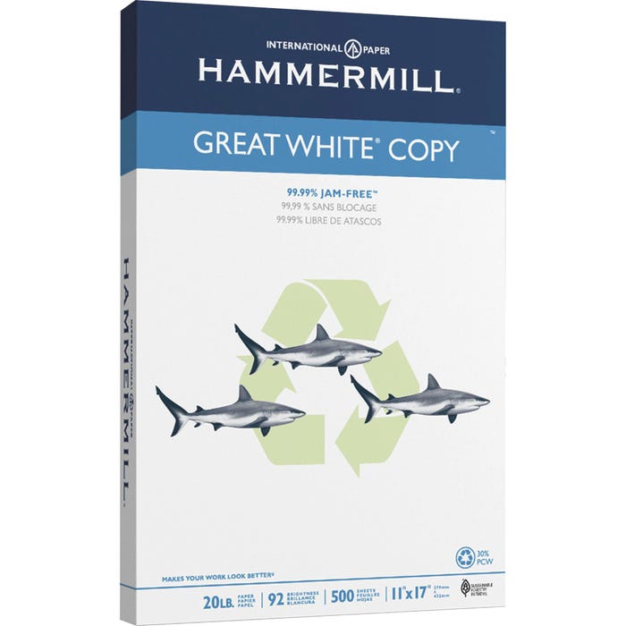 Hammermill Recycled Copy Paper, 11 x 17 Inches, White, 500 Sheets