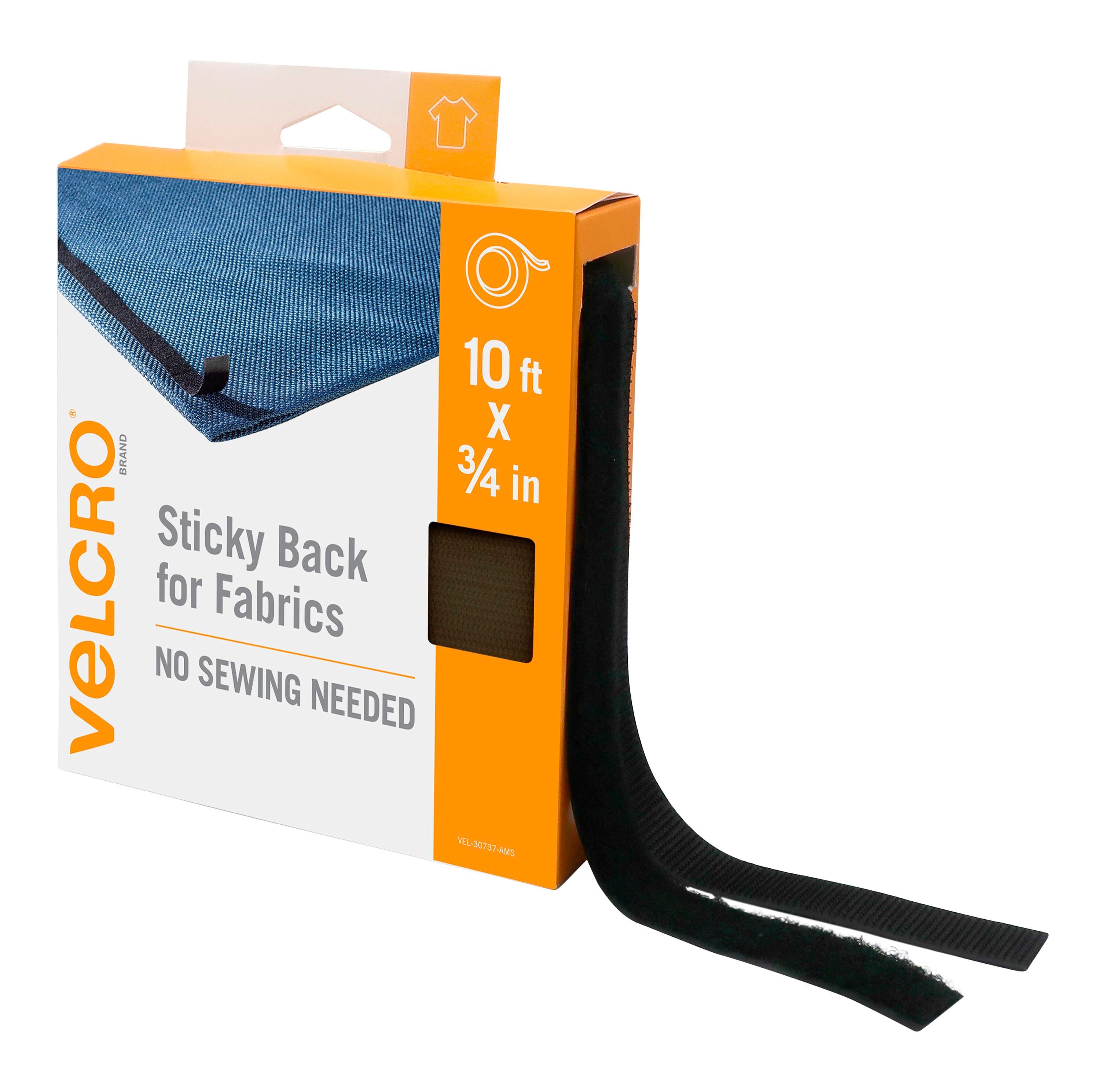 VELCRO Brand Sticky Back for Fabrics, 3/4 Inch X 10 Feet, Black, Item Number 2102645