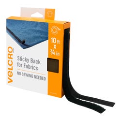 VELCRO Brand Sticky Back for Fabrics, 3/4 Inch X 10 Feet, Black, Item Number 2102645