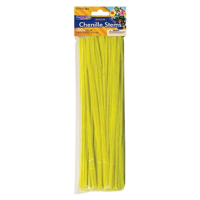 Creativity Street Standard Chenille Stems, 1/8 x 12 Inches, Yellow, Pack of 100