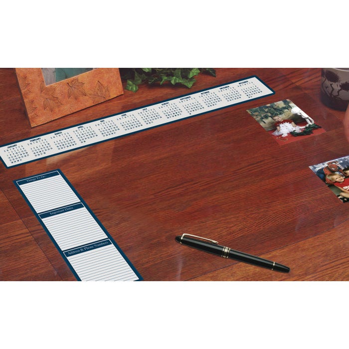 House of Doolittle Vinyl Heavy Gauge Desk Protector with Reference Calendars and Note Strip, 19 x 24 Inches, Clear