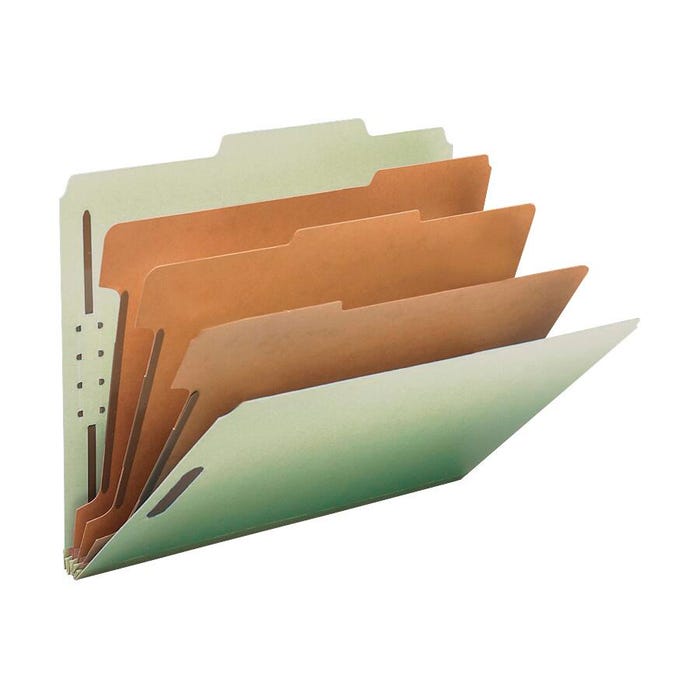 Nature Saver Pressboard Classification Folder, Letter Size, 3 Inch Expansion, 3 Dividers, Gray/Green, Pack of 10