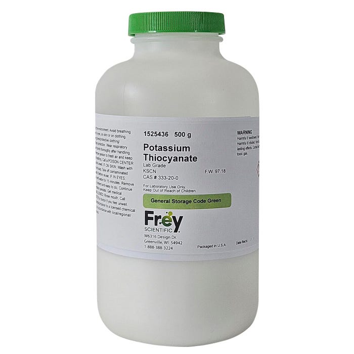 Frey Scientific Potassium Thiocyanate, Lab Grade, 500 Grams