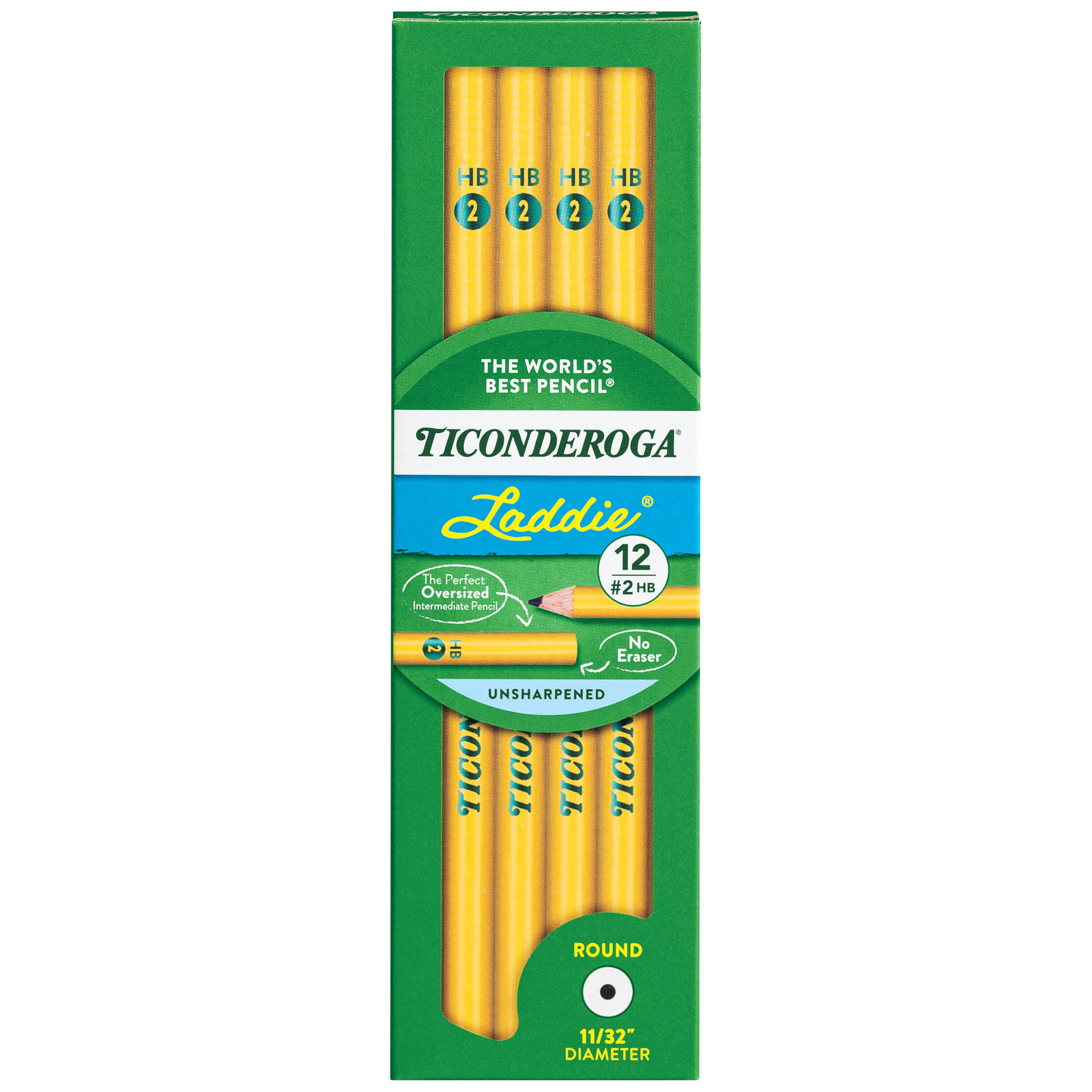 Ticonderoga Laddie Oversized Pencils Without Erasers, Pack of 12 017664