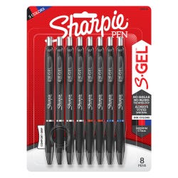 Sharpie S-Gel, Gel Pens, Medium Point 0.7mm, Assorted Colors, Set of 8, Item Number 2090622