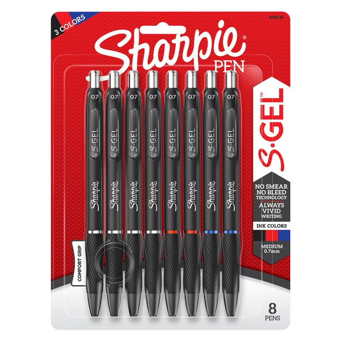 Sharpie S-Gel Pens, Medium Point, 0.7mm, Assorted Colors, Set of 8