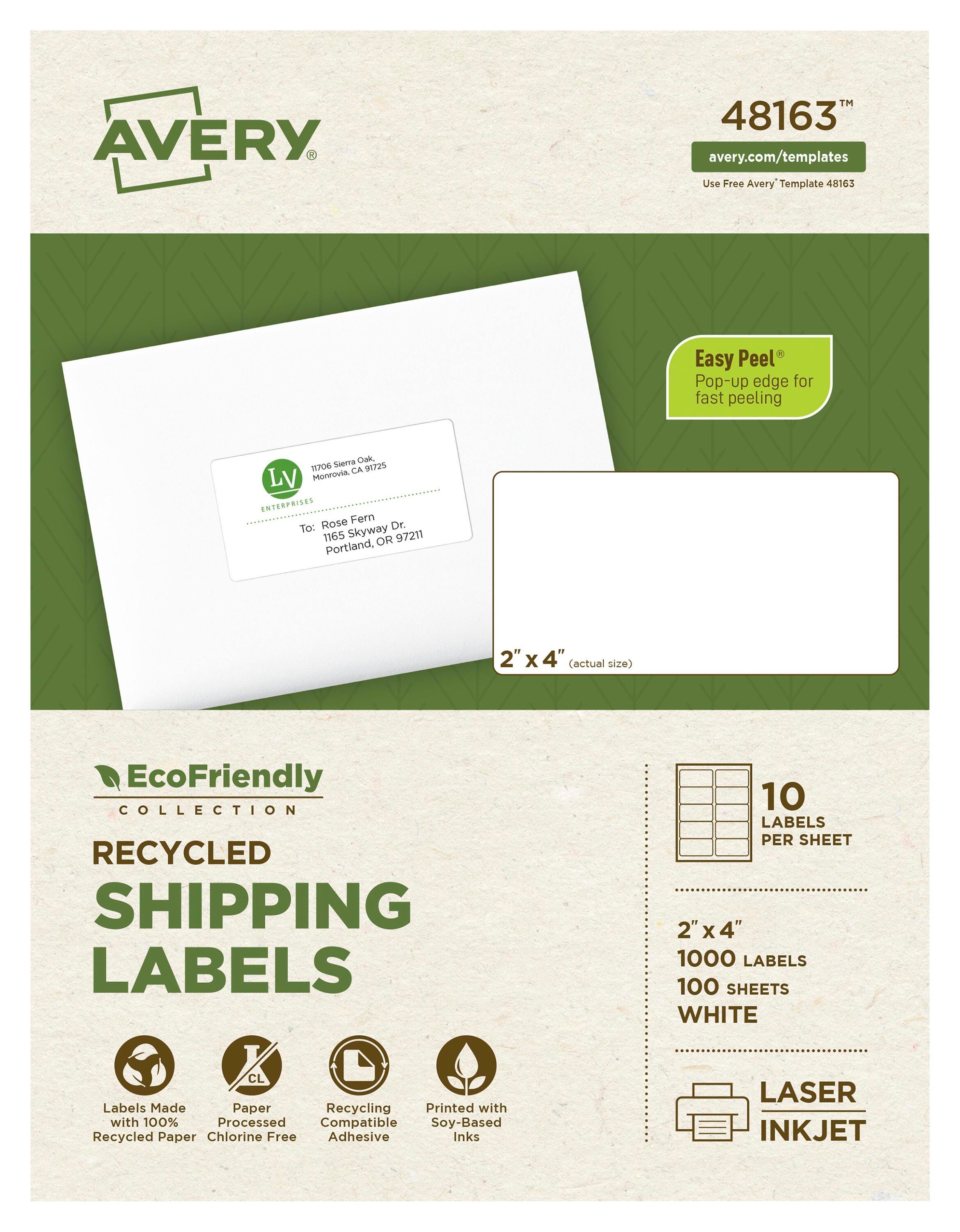 Avery EcoFriendly Shipping Labels, 2 x 4 Inches, Pack of 1000 1370154