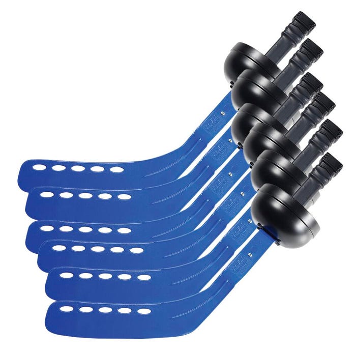 Scooter Hockey Sticks with Hand Shields, 17 Inches, Blue, Set of 6, Grades 6 to 8