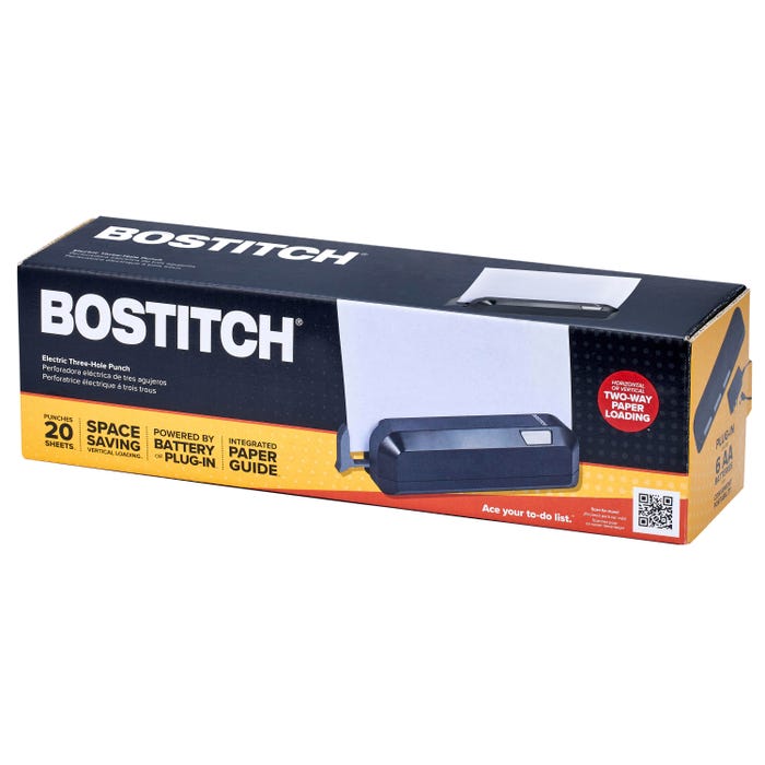 Bostitch Electric 3-Hole Punch, Black