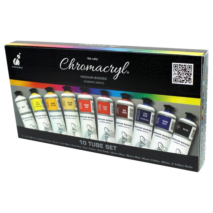 Chromacryl Students' Acrylic, 2.5 Ounces, Assorted Colors, Set of 10