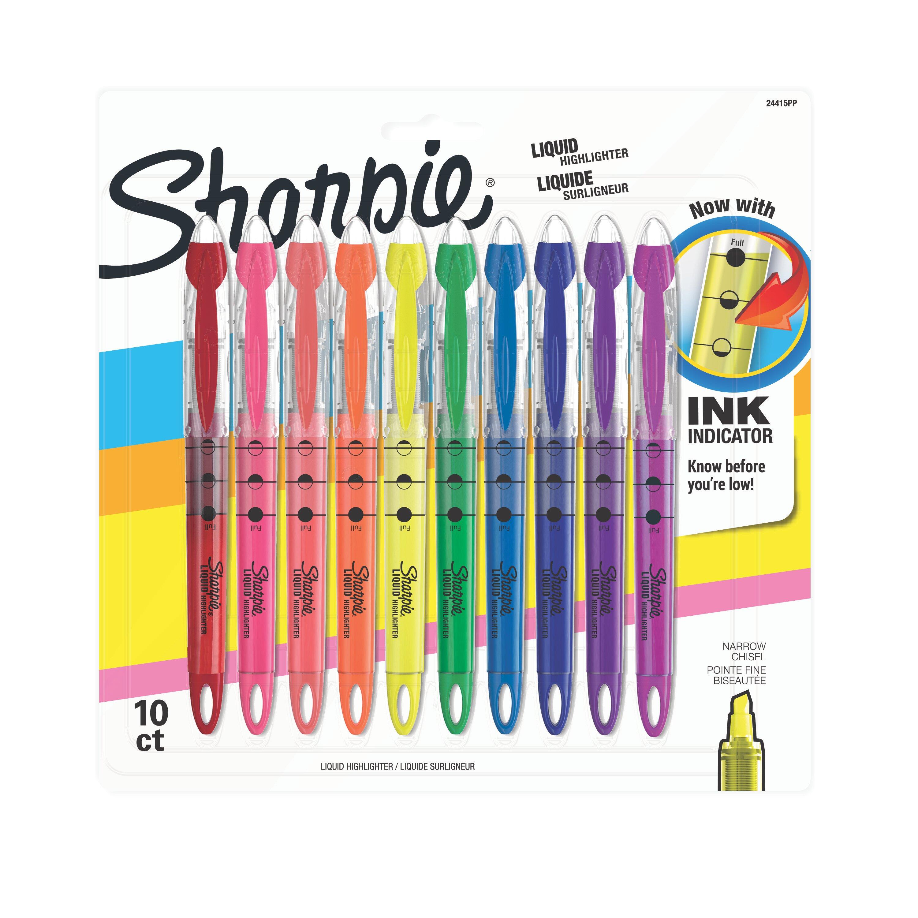 Image for Sharpie Accent Highlighters, Chisel Tip, Assorted Fluorescent Colors, Set of 10 from School Specialty