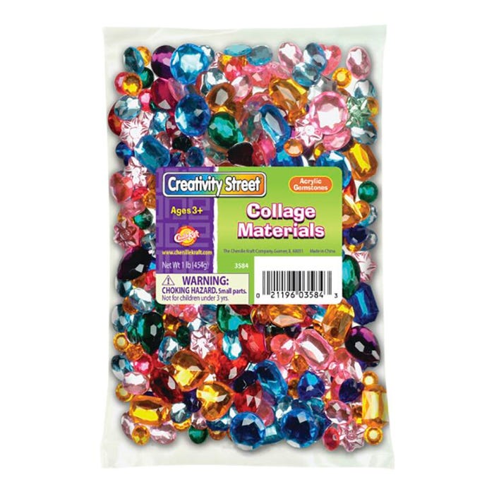 Creativity Street Acrylic Gemstones, Assorted Colors and Shapes, 1 Pound