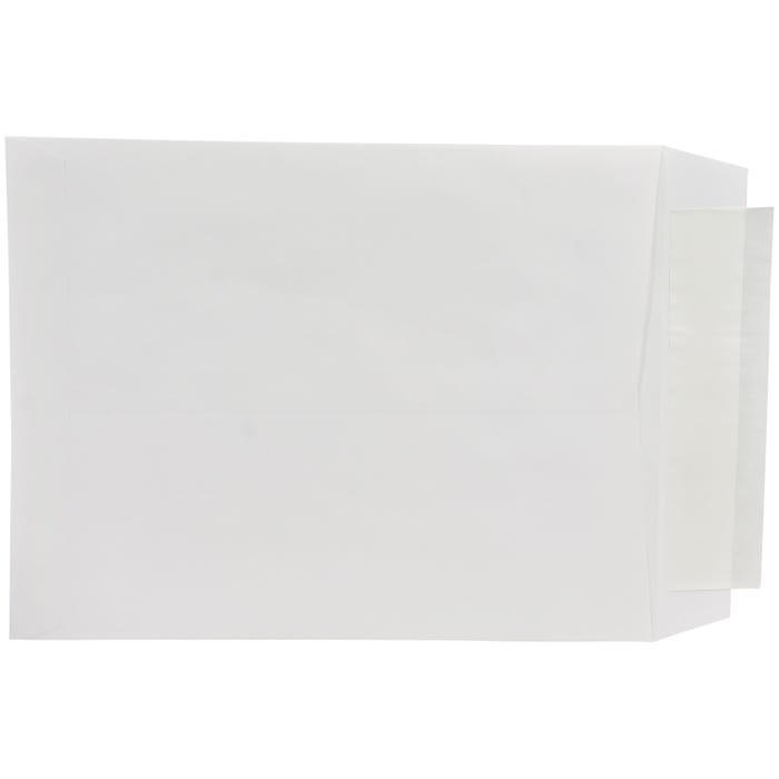 School Smart Kwik-Tak Envelopes, 10 x 13 Inches, 28 lb, White, Box of 100