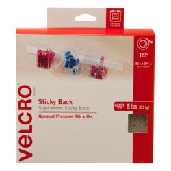 VELCRO Brand Hook and Loop Sticky Back Tape Roll, 30 Feet x 3/4 Inch, White 086473