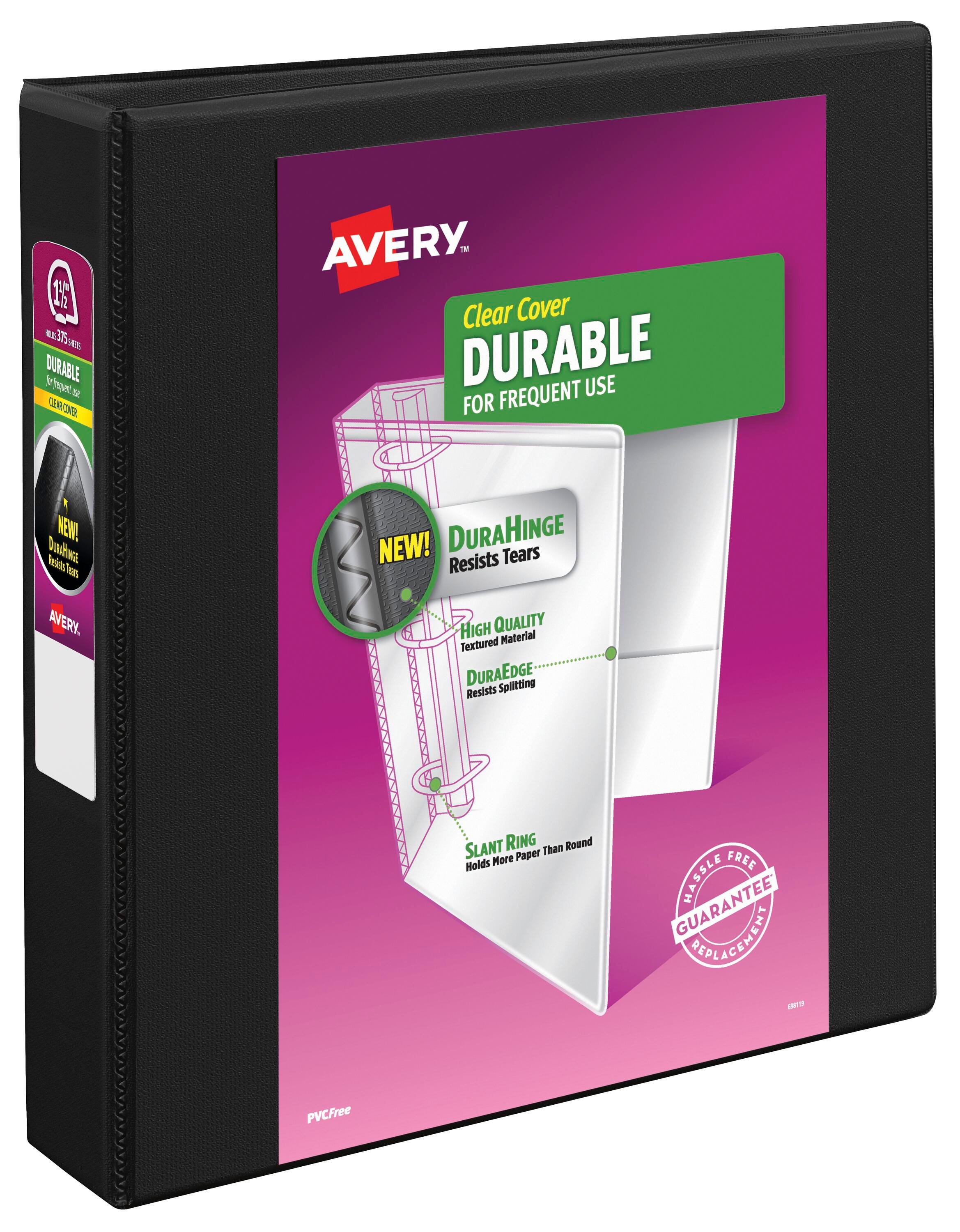 Avery Durable View Binder with Slant Ring, 1-1/2 Inch, Black 1396580