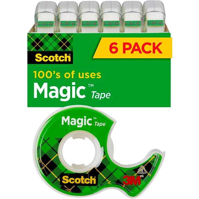 Scotch 810 Magic Tape in Dispenser, 0.75 x 650 Inches, Pack of 6