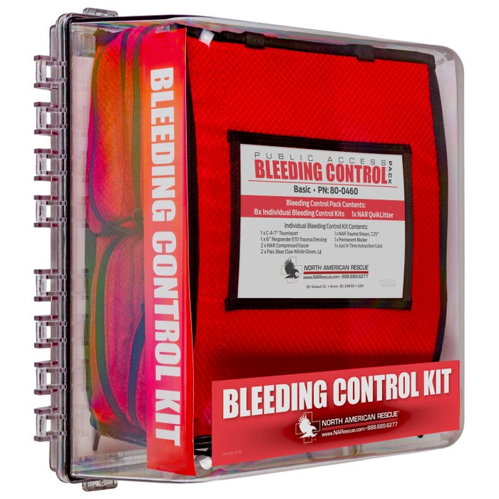 North American Rescue Public Access Bleeding Control, Basic With Cabinet