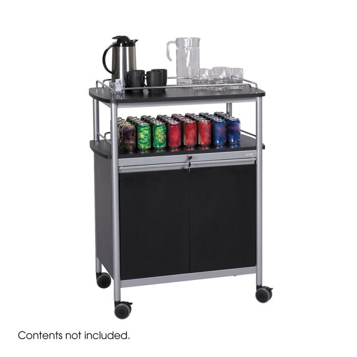 Safco Mobile Beverage Cart, 33-1/2 x 21-3/4 x 43 Inches, Steel, Black, 4 Wheel