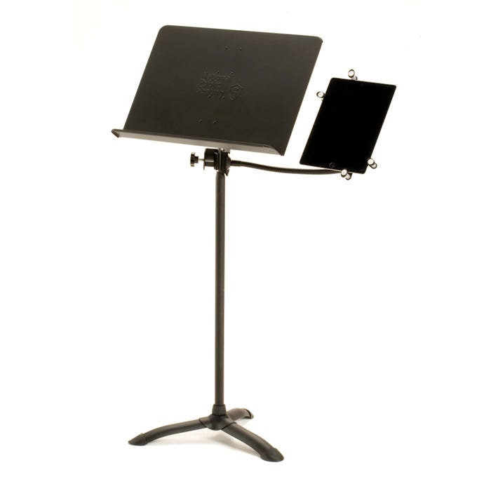 National Public Seating Music Stand with Tablet Holder, 20-1/2 x 12-3/4 x 24 to 46 Inches, Black