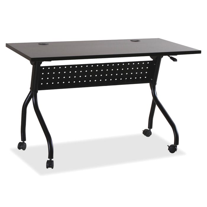 Lorell Espresso/Silver Training Table, Black Base, 48 x 23.5 x 29.5 inches