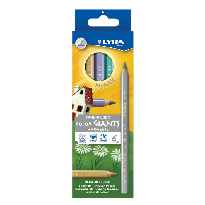 Lyra Color-Giants Pencils, Assorted Metallic Colors, Set of 6