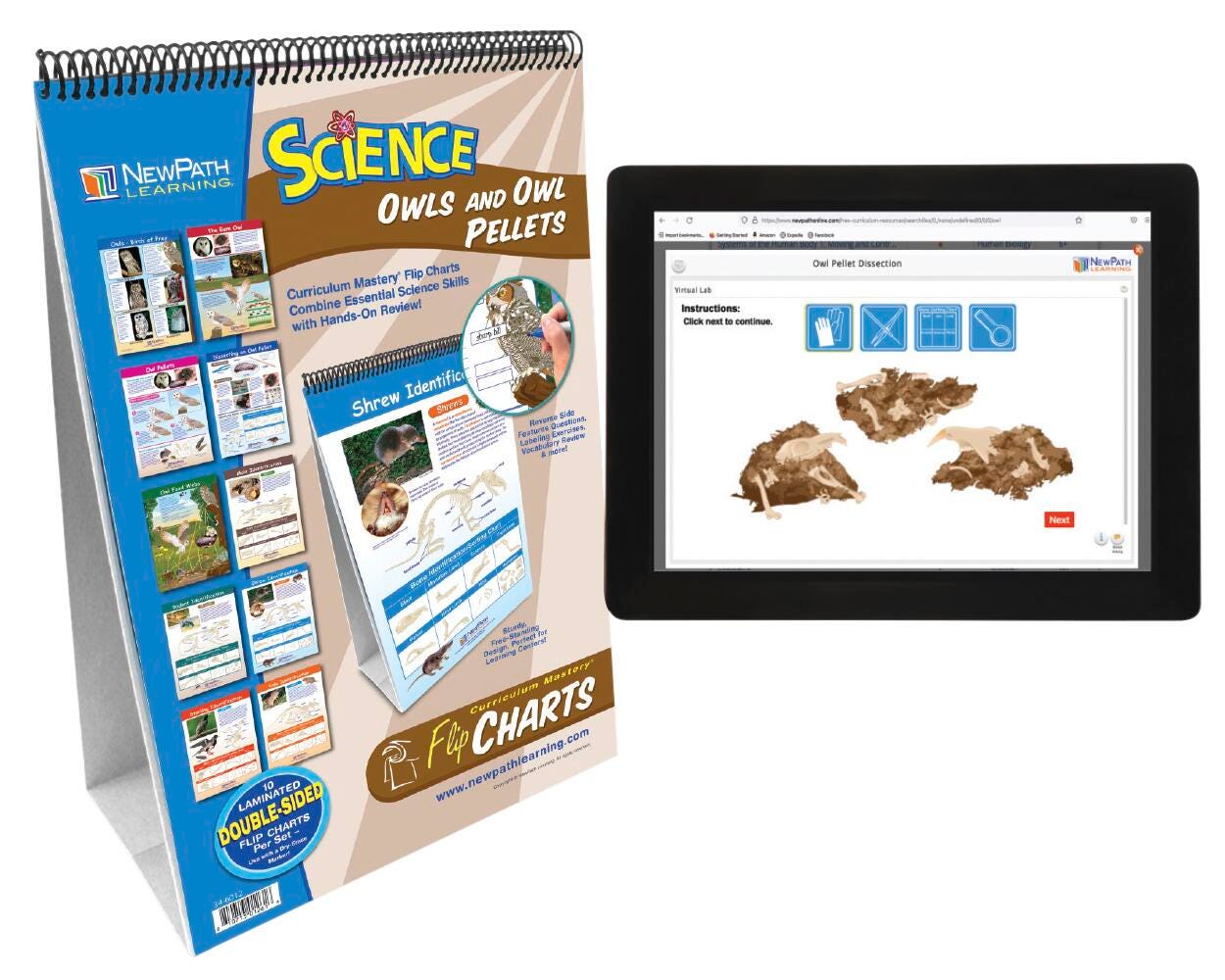 NewPath Learning Owls and Owl Pellet Dissection Curriculum Mastery® Flip Chart Set With MULTIMEDIA Lesson 2106972