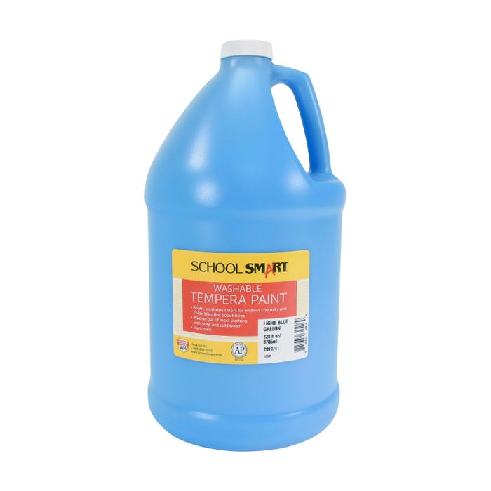 School Smart Washable Tempera Paint, Light Blue, 1 Gallon Bottle