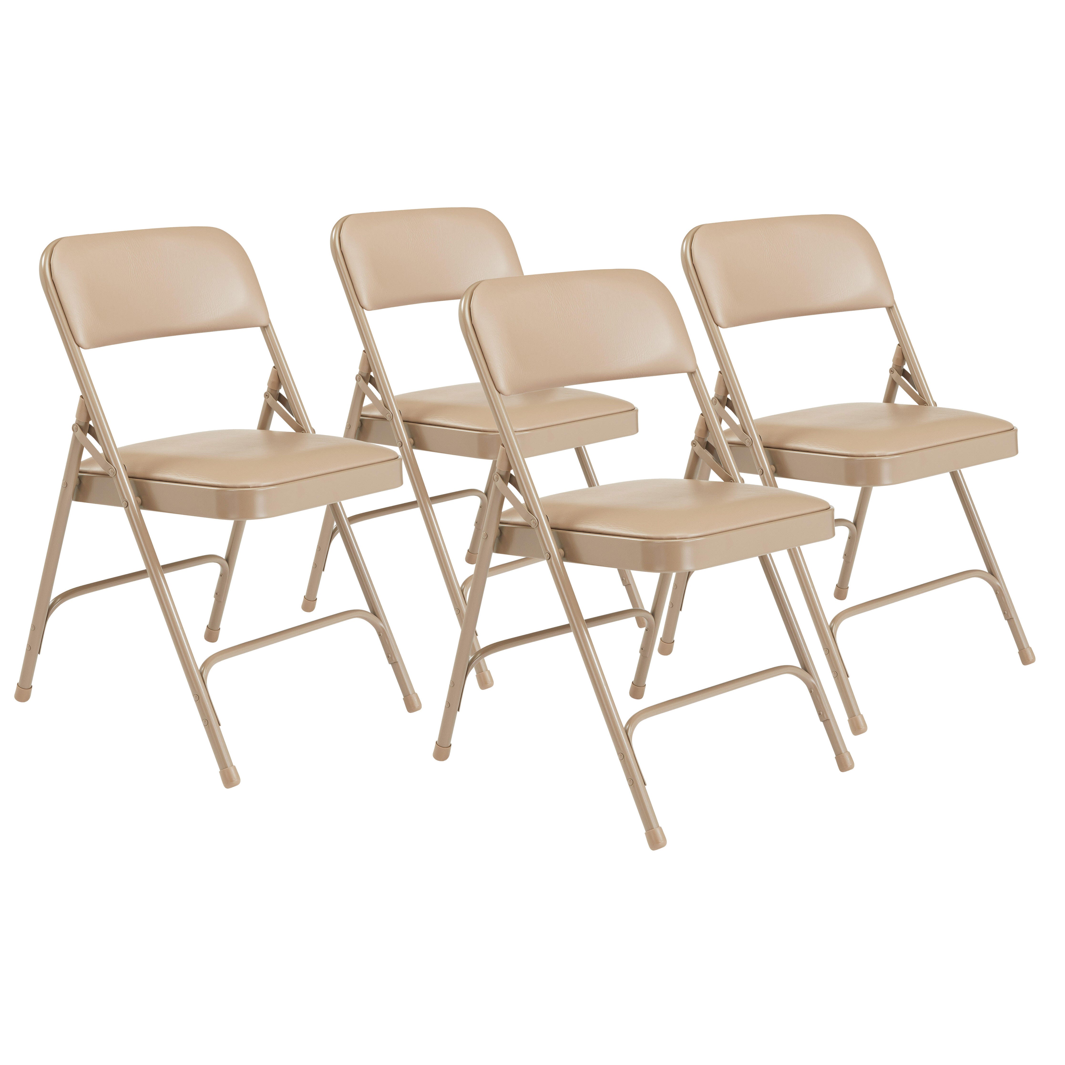 National Public Seating 1200 Premium Folding Chair, Vinyl, 18 ga Steel Frame, French Beige, Set of 4 2051309