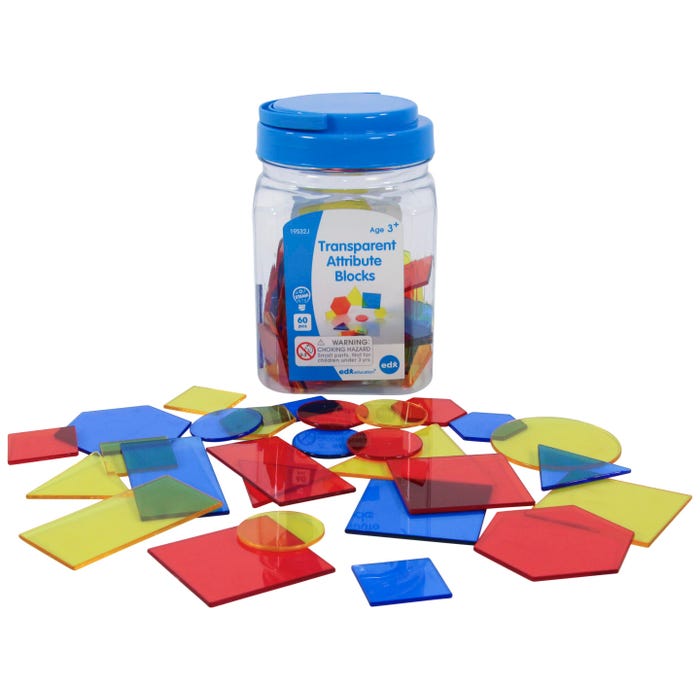 Edx Education Transparent Attribute Blocks, Set of 60