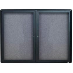 ACCO Quartet Indoor Radius Frame Bulletin Board, 4 x 3 Feet, Fabric, Gray, Graphite, 2-Door
