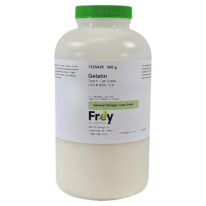 Frey Scientific Gelatin, Type A, Lab Grade, 500 Grams
