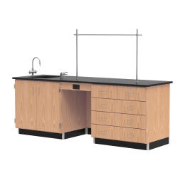 Diversified Spaces Kinetic Instructor's Desk, 96 x 30 x 36 Inches, Solid Red Oak and Oak Veneer, Epoxy Resin Top