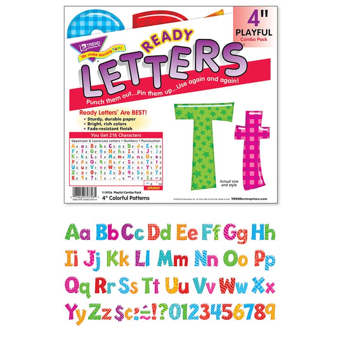 Trend Enterprises Ready Letters, Colorful Patterns, 4 Inches, Set of 216