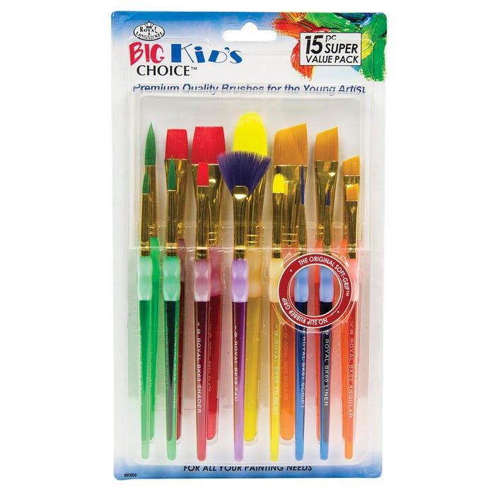 Royal & Langnickel Big Kid's Super Value Pack Brushes, Assorted Brush Types, Short Handle, Assorted Sizes, Set of 15