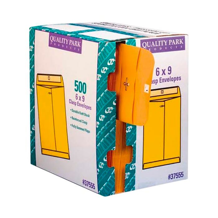 Quality Park Clasp Envelopes in Dispenser, 6 x 9 Inches, Kraft Brown, Pack of 500