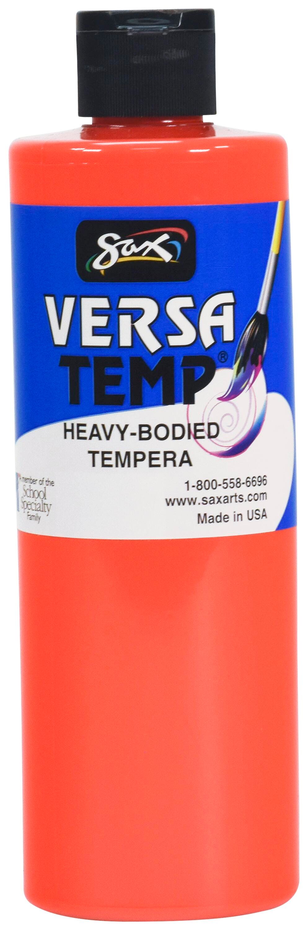 Sax Versatemp Heavy-Bodied Tempera Paint, 1 Pint, Fluorescent Red Item Number 2028304