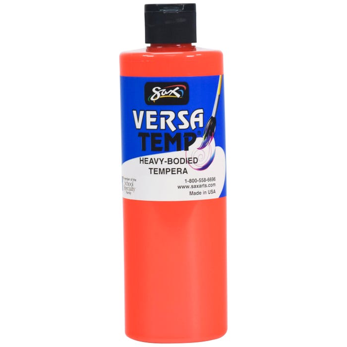 Sax Versatemp Heavy-Bodied Tempera Paint, 1 Pint, Fluorescent Red
