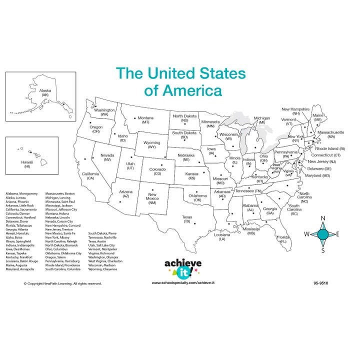 Achieve It! USA Map Mats, Set Of 10