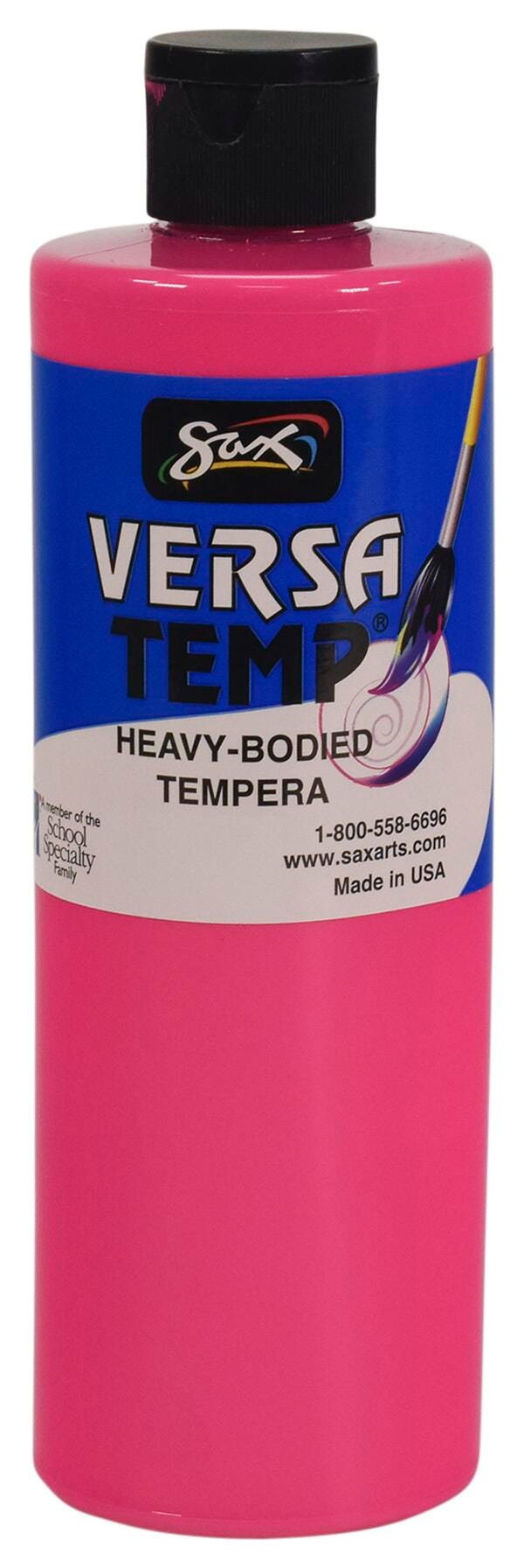 Sax Versatemp Heavy-Bodied Tempera Paint, 1 Pint, Fluorescent Pink Item Number 2028308