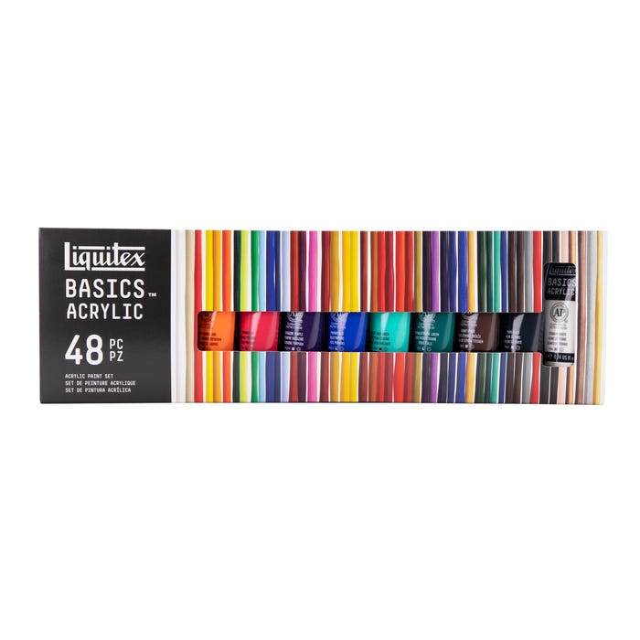 Liquitex BASICS Acrylic Paint Set, 0.74 Ounce Tubes, Assorted Colors, Set of 48
